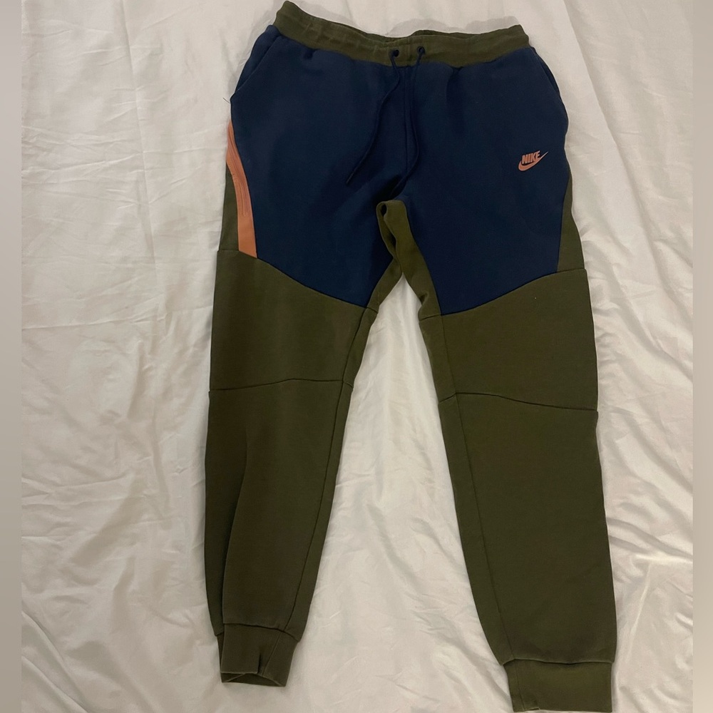 Nike Mens Colorblock Joggers - Blue and Olive